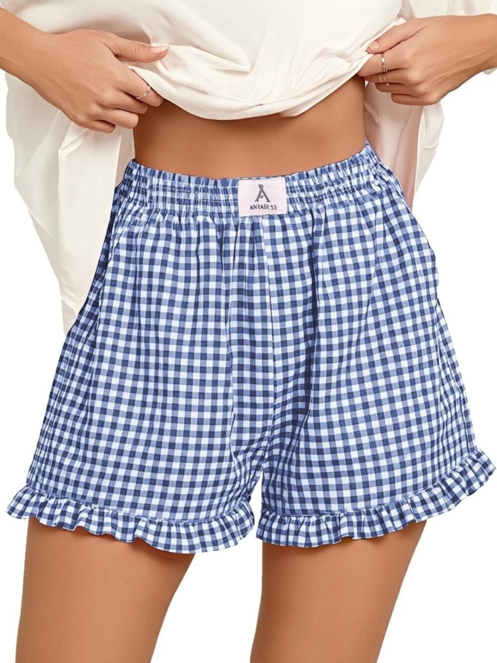 Gingham Striped Boxer Shorts for Women | Comfy Casual Summer Loungewear